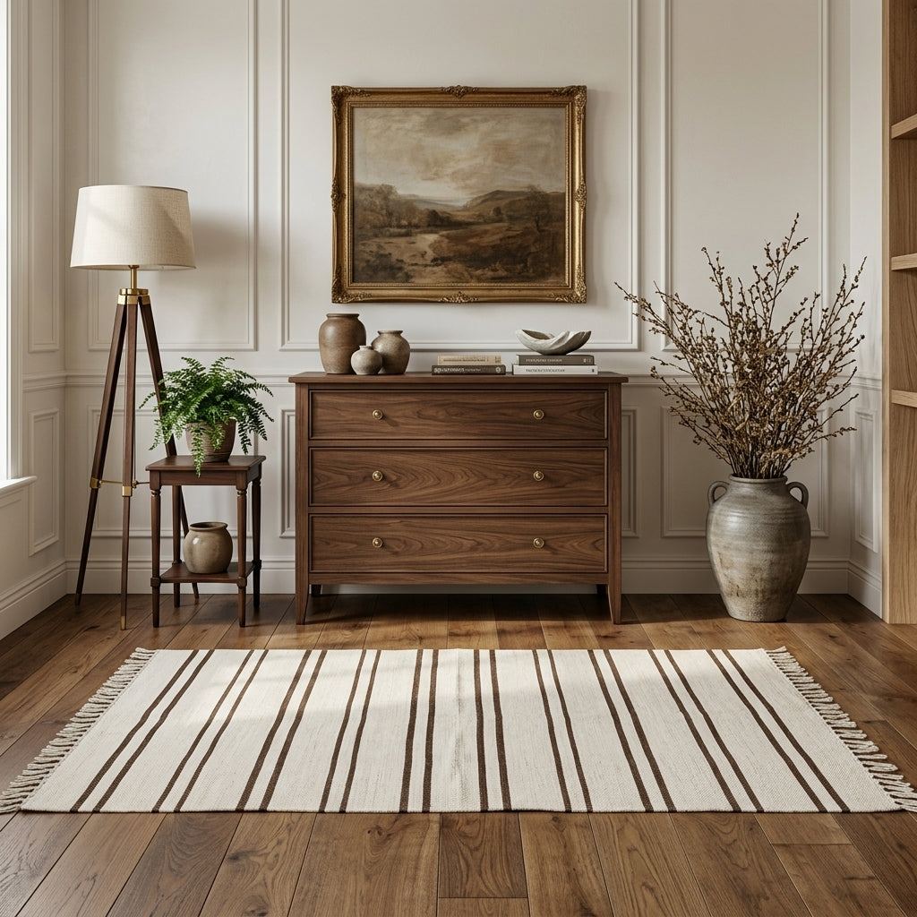 Striped pattern on the Sule vintage kilim runner rug – handwoven flatweave in Anatolia, Turkey