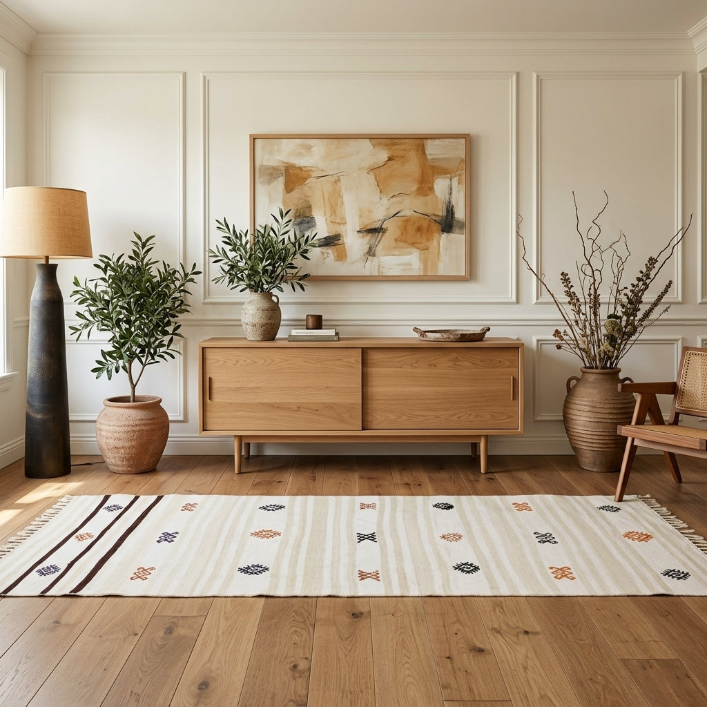 Solid pattern on the Stenophrosyne vintage kilim runner rug – handwoven flatweave in Anatolia, Turkey