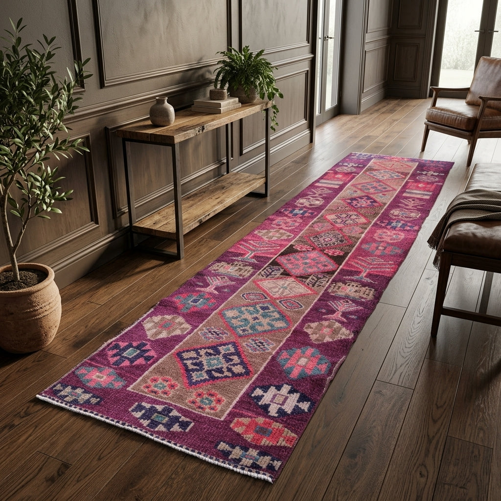 Oriental pattern on the Stenopetra vintage runner rug – handmade in Anatolia, Turkey