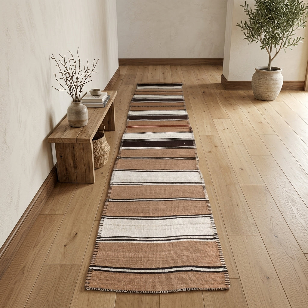 Pattern on the Sophrophone vintage kilim runner rug – handwoven flatweave in Anatolia, Turkey