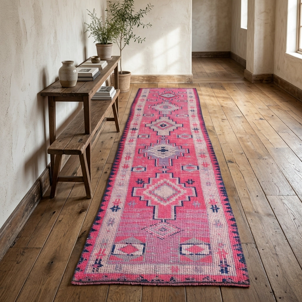 Ikat pattern on the Sitareumut vintage runner rug – handmade in Anatolia, Turkey