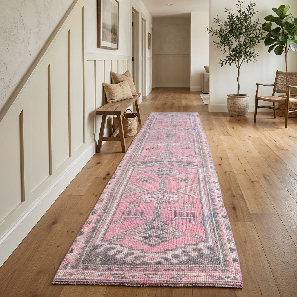 Oriental pattern on the Sitaredil vintage runner rug – handmade in Anatolia, Turkey