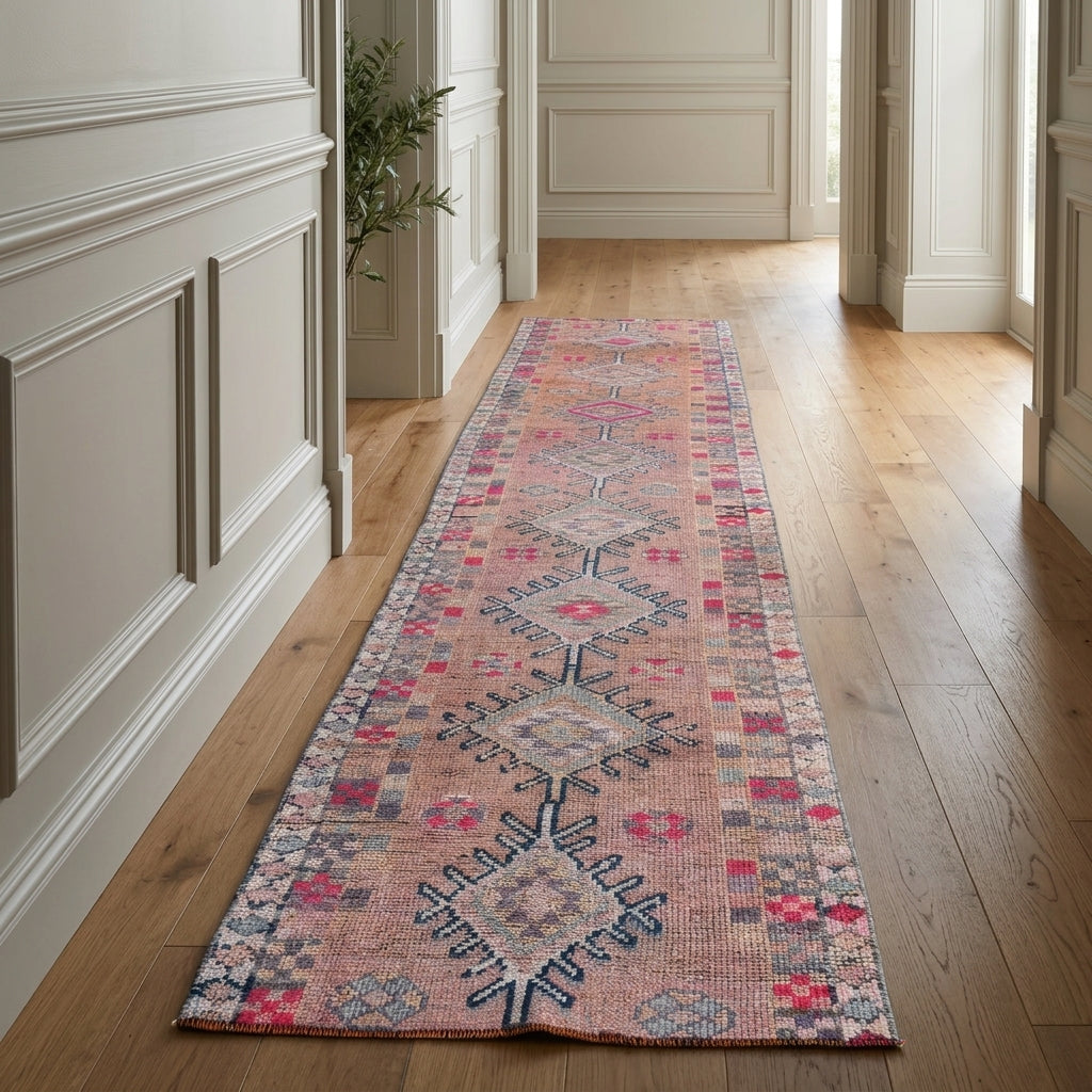 Oriental pattern on the Sevdapare vintage runner rug – handmade in Anatolia, Turkey