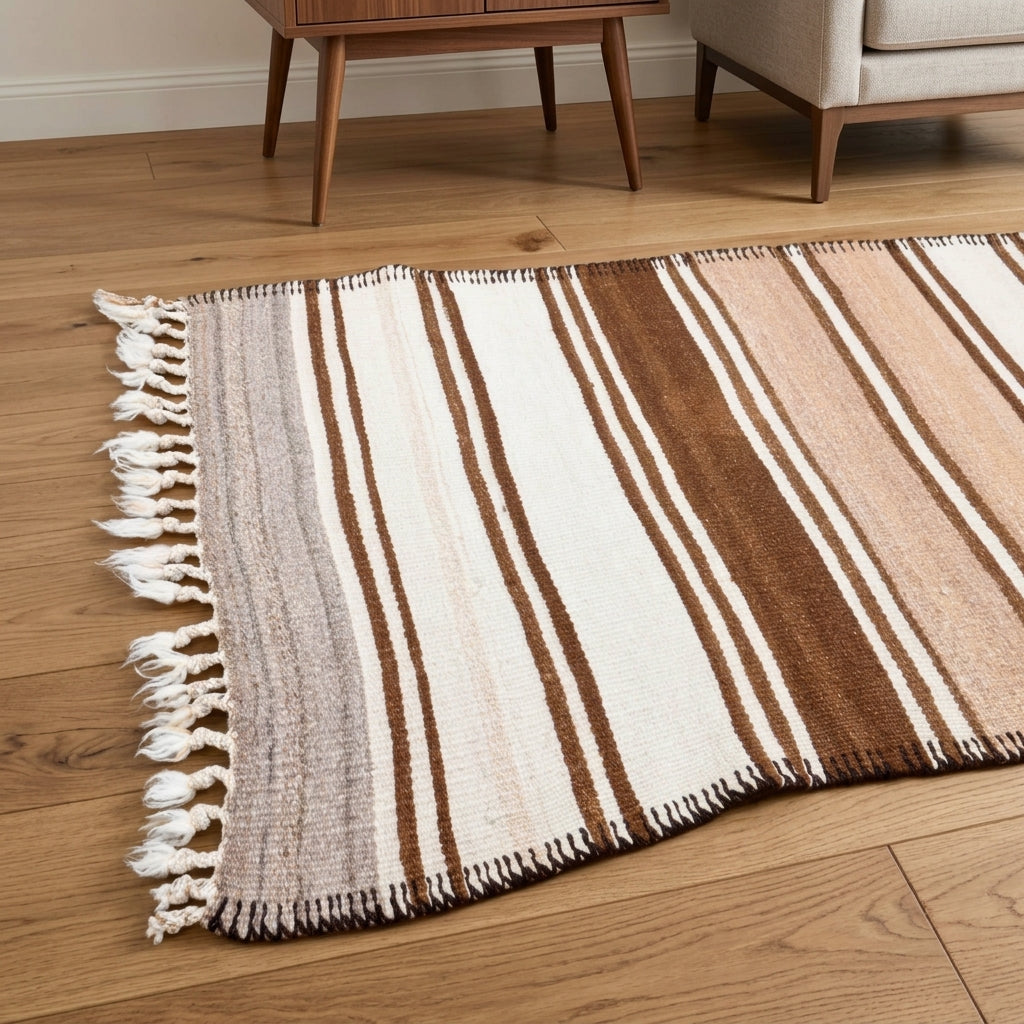 Striped pattern on the Sermetgul vintage runner rug – handmade in Anatolia, Turkey