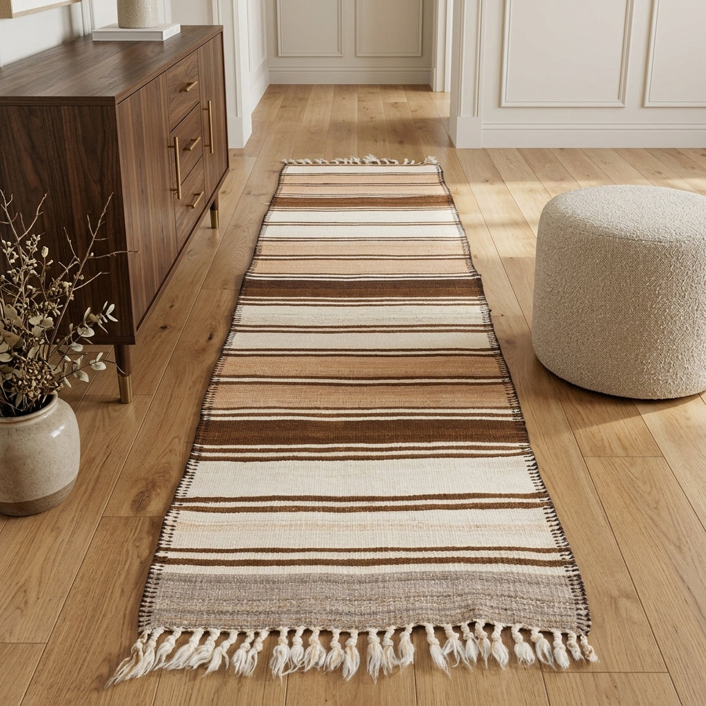 Striped pattern on the Sermetgul vintage runner rug – handmade in Anatolia, Turkey