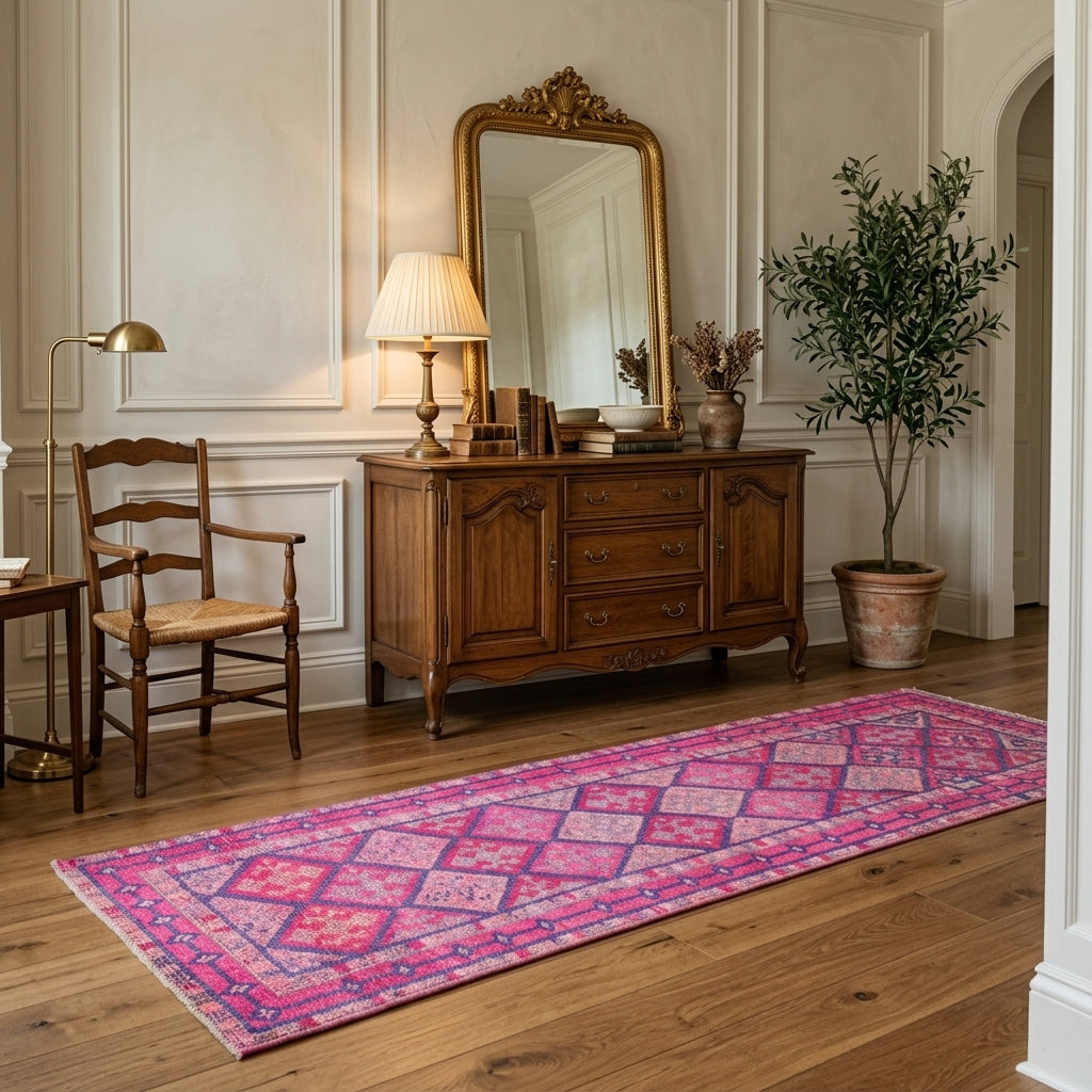 Ikat pattern on the Semadeniz vintage runner rug – handmade in Anatolia, Turkey