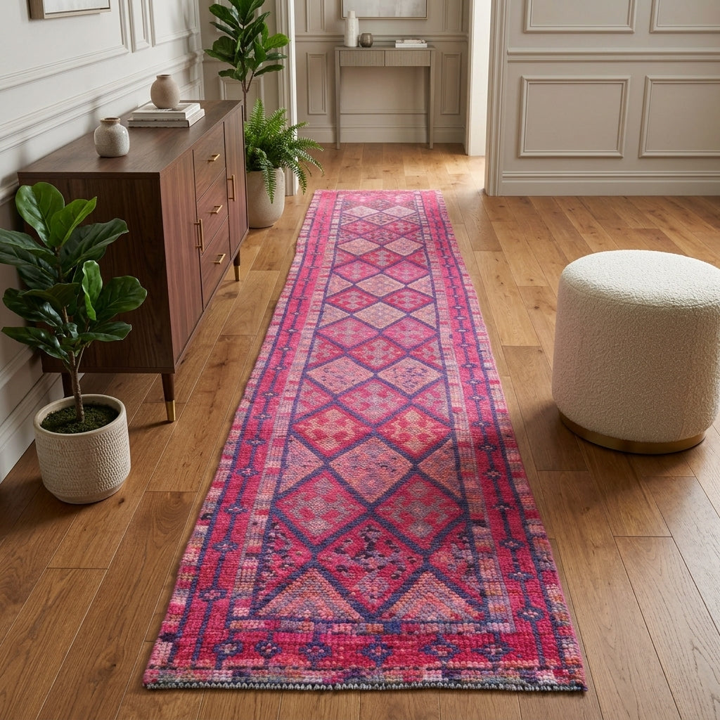 Ikat pattern on the Semadeniz vintage runner rug – handmade in Anatolia, Turkey