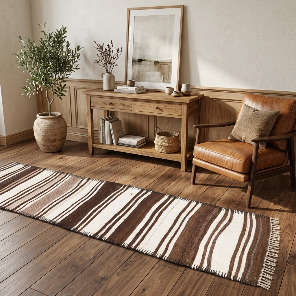 Striped pattern on the Sedefsad vintage runner rug – handmade in Anatolia, Turkey