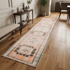 Oriental pattern on the Sedef antique washed vintage runner rug – handmade in Anatolia, Turkey
