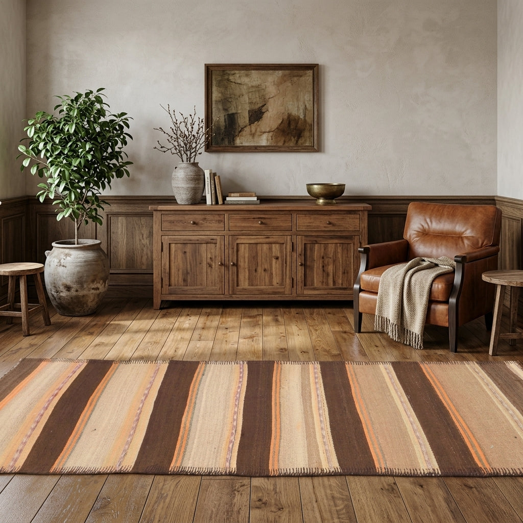 Striped pattern on the Sedanurbahar vintage runner rug – handmade in Anatolia, Turkey