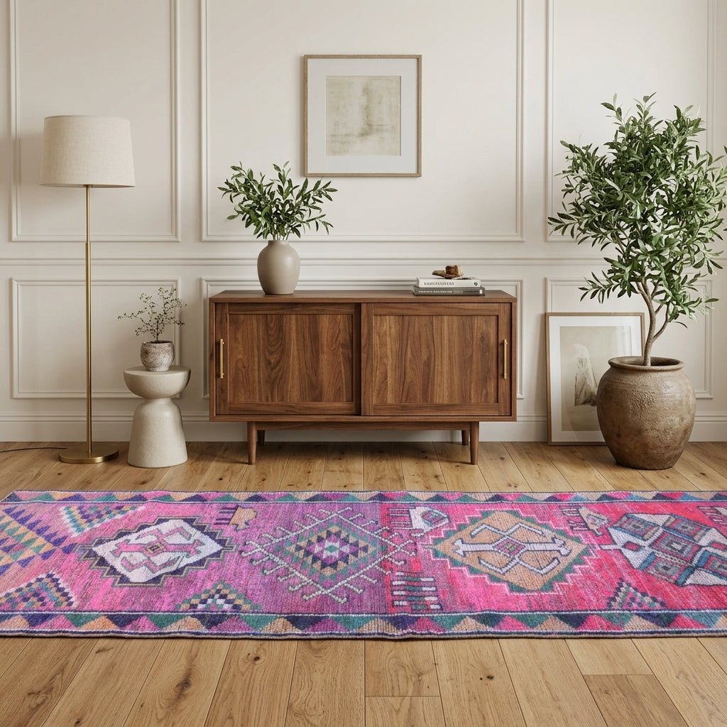 Oriental pattern on the Sabahperi vintage runner rug – handmade in Anatolia, Turkey