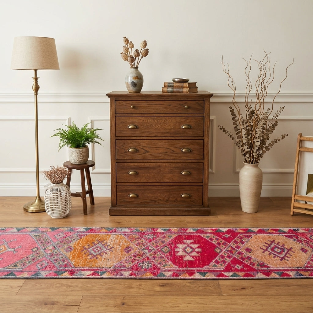 Oriental pattern on the Ruyasultan vintage runner rug – handmade in Anatolia, Turkey