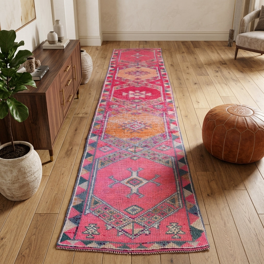 Oriental pattern on the Ruyasultan vintage runner rug – handmade in Anatolia, Turkey