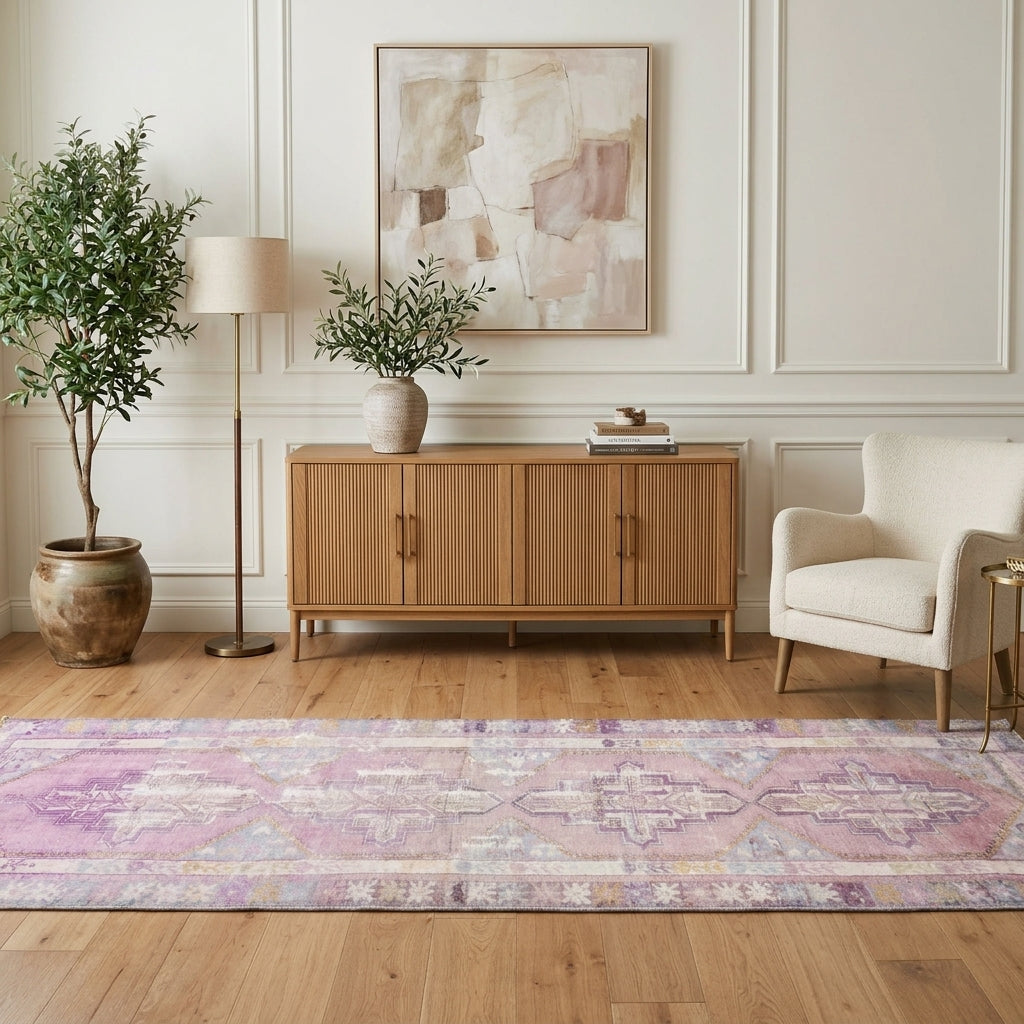 Oriental pattern on the Renginbahar vintage runner rug – handmade in Anatolia, Turkey