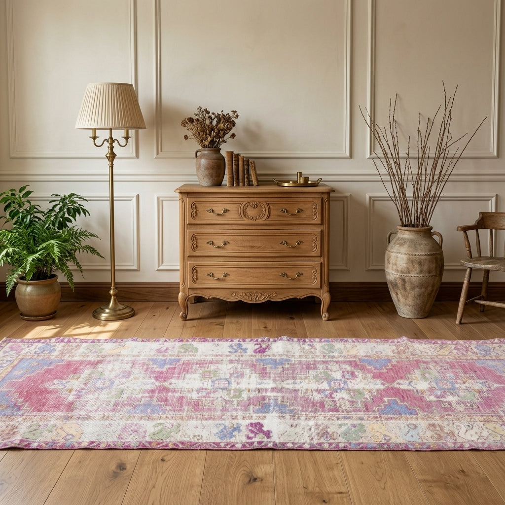 Oriental pattern on the Protomedeia antique washed vintage runner rug – handmade in Anatolia, Turkey