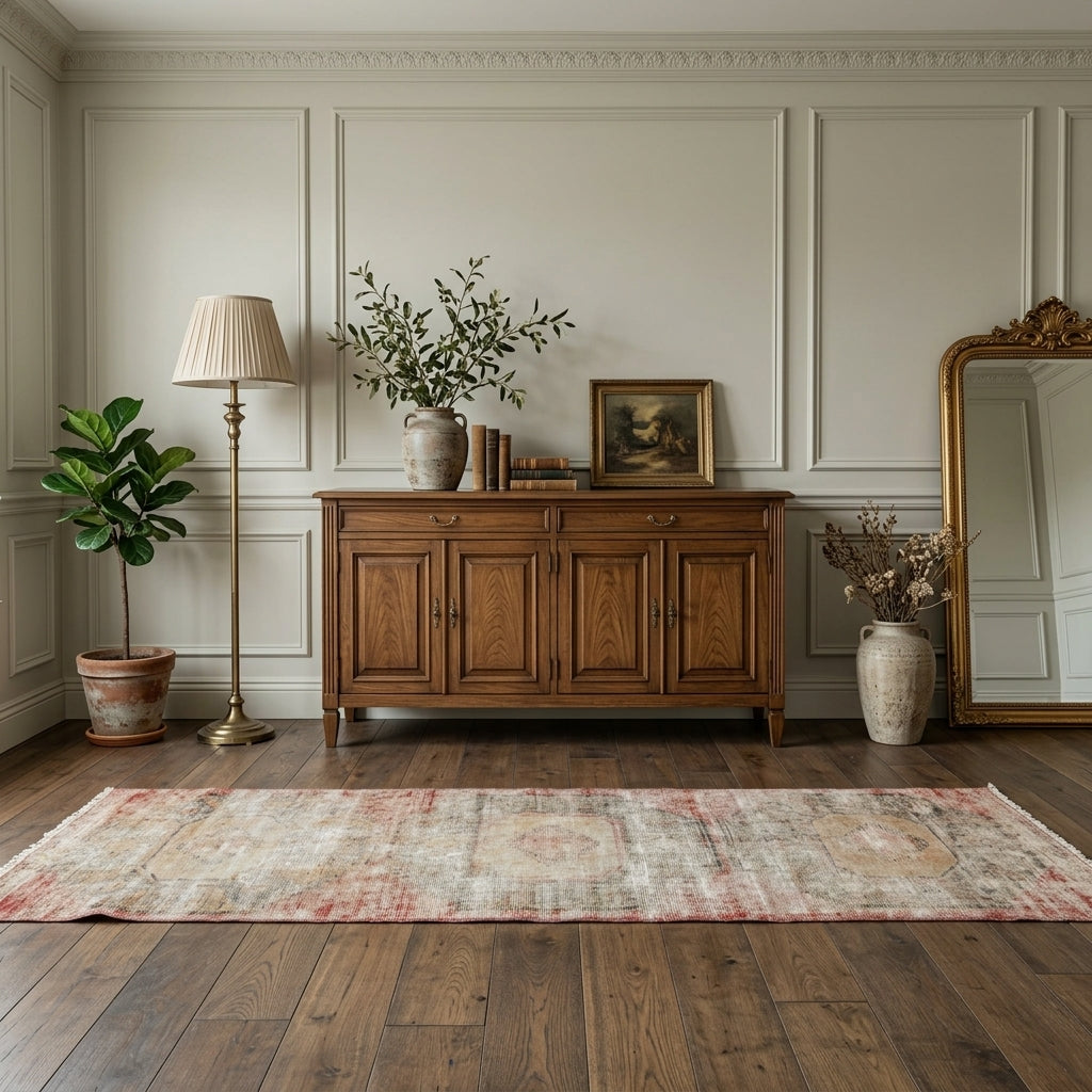 Abstract pattern on the Philonia antique washed vintage runner rug – handmade in Anatolia, Turkey