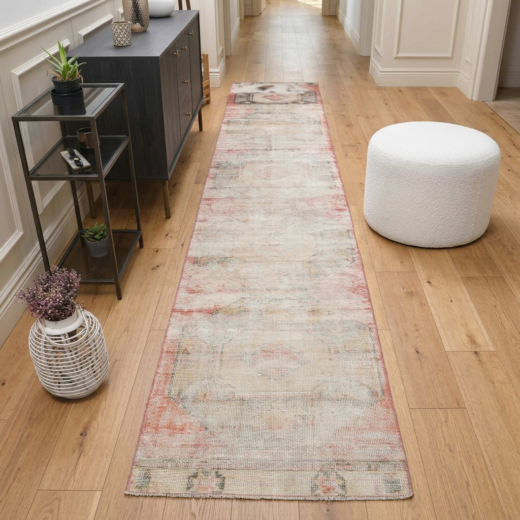 Abstract pattern on the Philonia antique washed vintage runner rug – handmade in Anatolia, Turkey