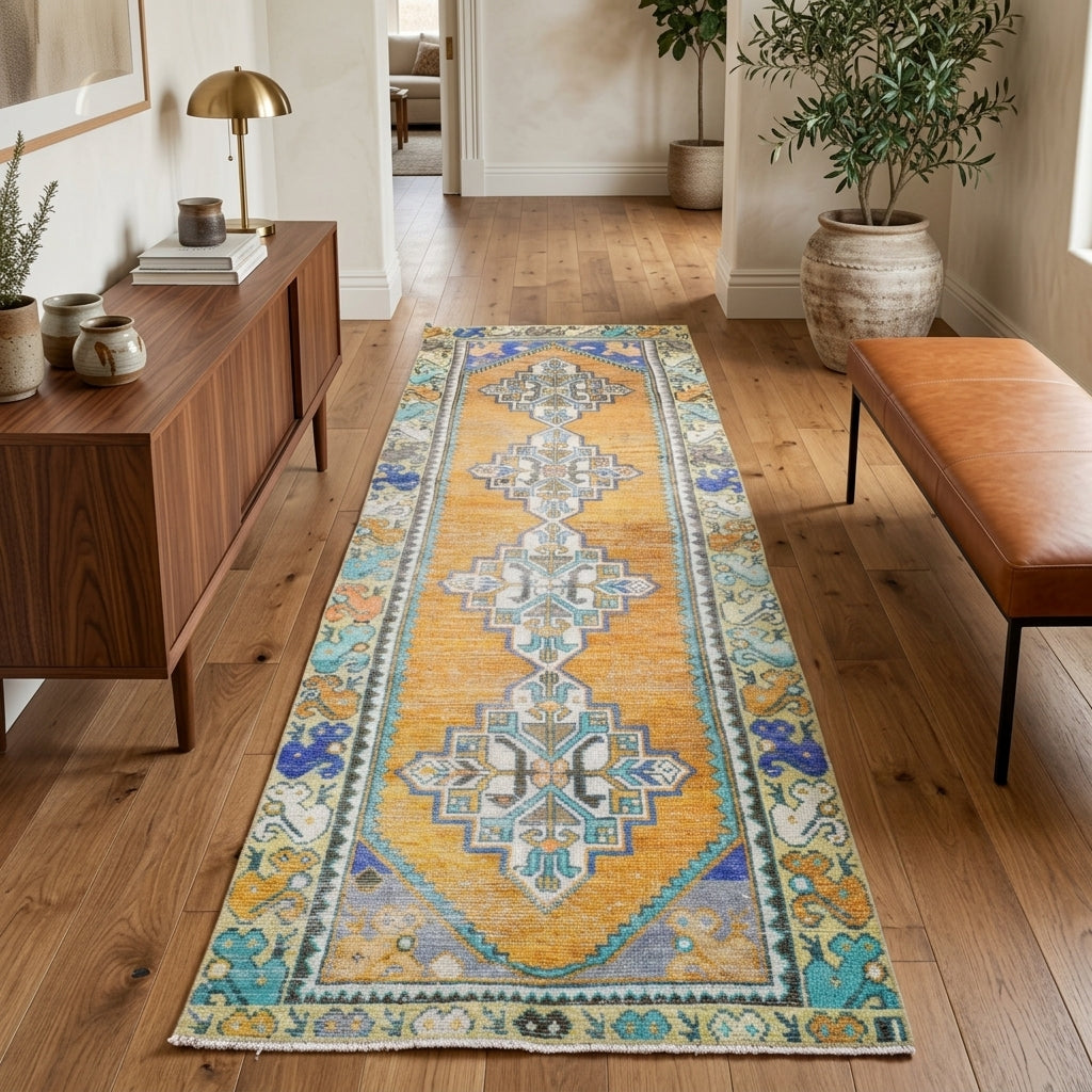 Oriental pattern on the Phemepetra vintage runner rug – handmade in Anatolia, Turkey
