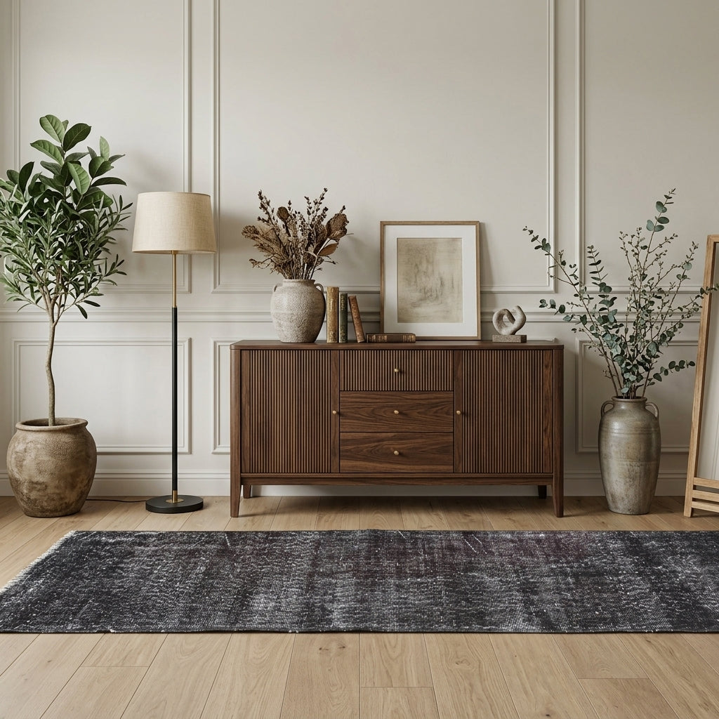 Solid pattern on the Phemenesia vintage runner rug – handmade in Anatolia, Turkey