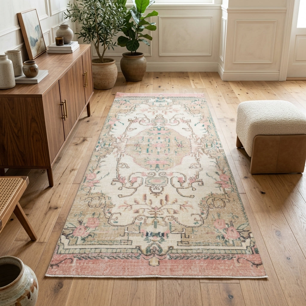 Oriental pattern on the Phemekleia vintage runner rug – handmade in Anatolia, Turkey
