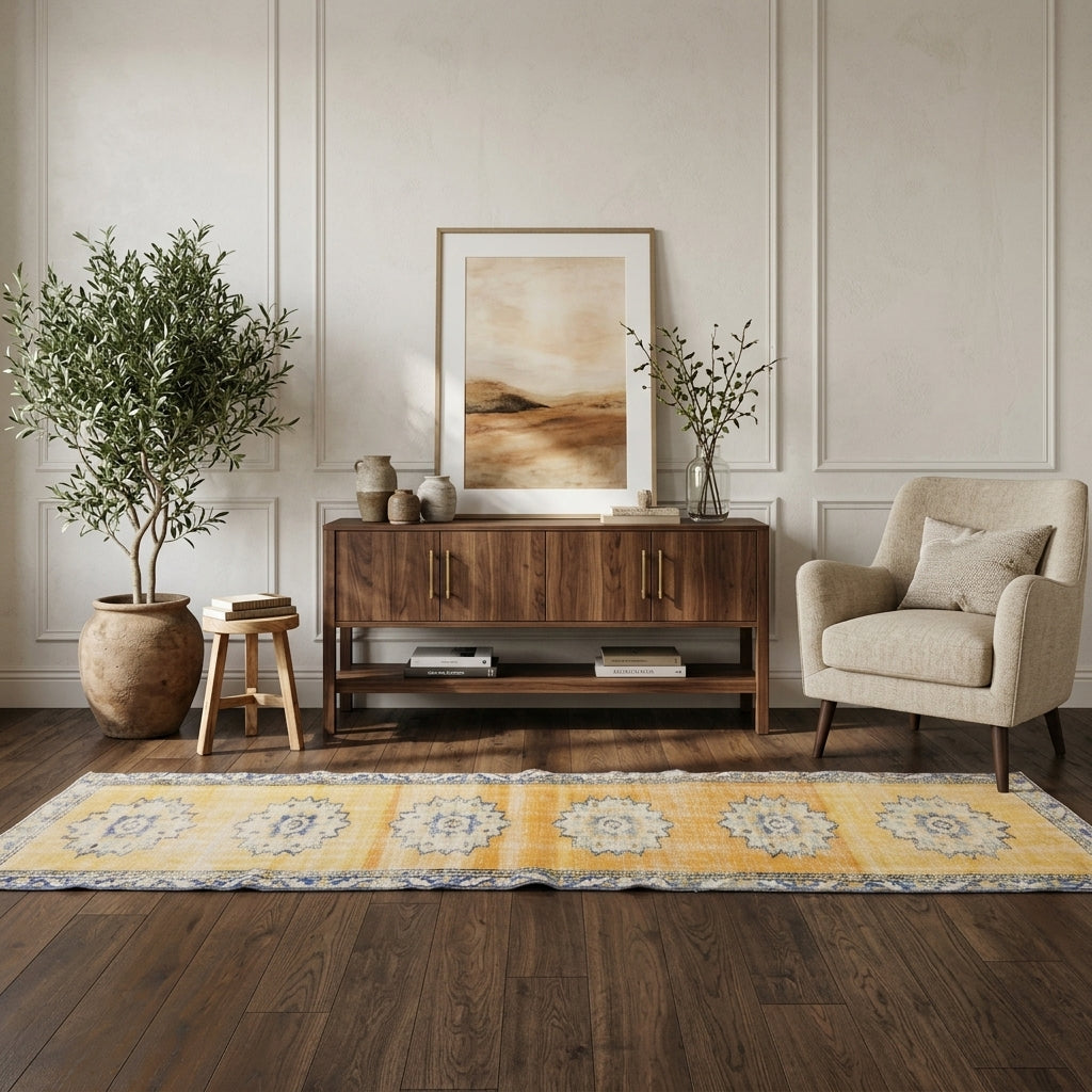 Oriental pattern on the Petraea vintage runner rug – handmade in Anatolia, Turkey