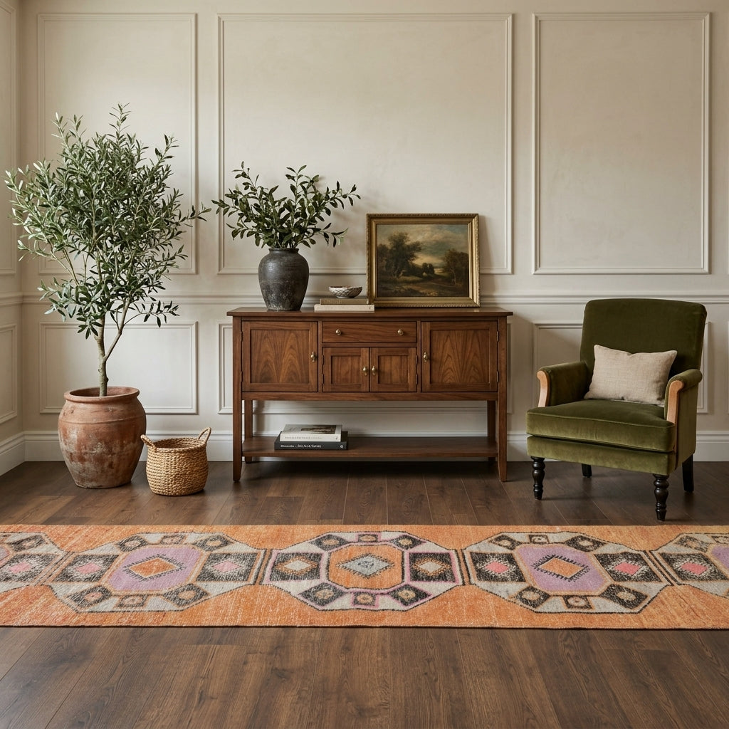 Oriental pattern on the Perizadsu vintage runner rug – handmade in Anatolia, Turkey