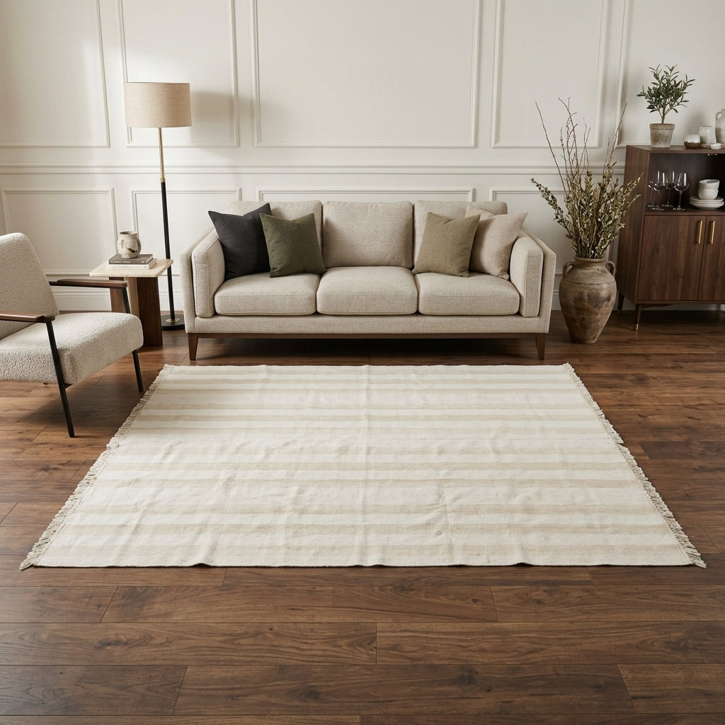 Striped pattern on the Elmanaz vintage kilim rug – handwoven flatweave in Anatolia, Turkey