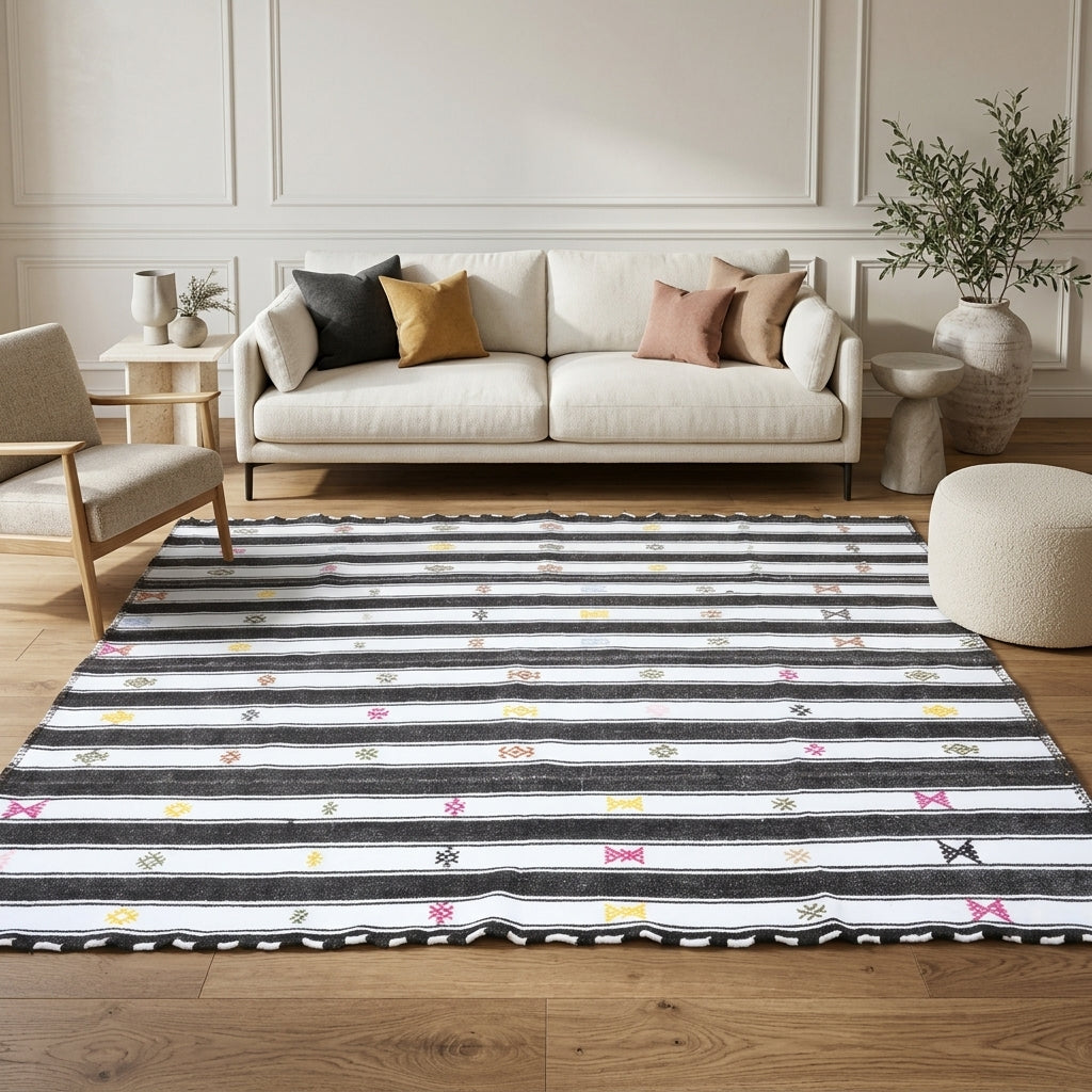 Striped pattern on the Eleuthippe vintage kilim rug – handwoven flatweave in Anatolia, Turkey
