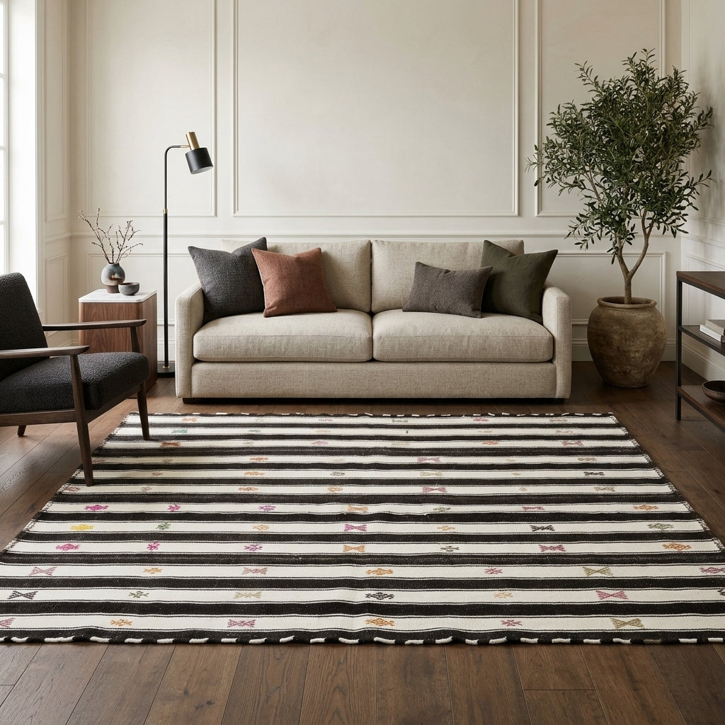 Pattern on the Eleuthephyllis vintage kilim rug – handwoven flatweave in Anatolia, Turkey