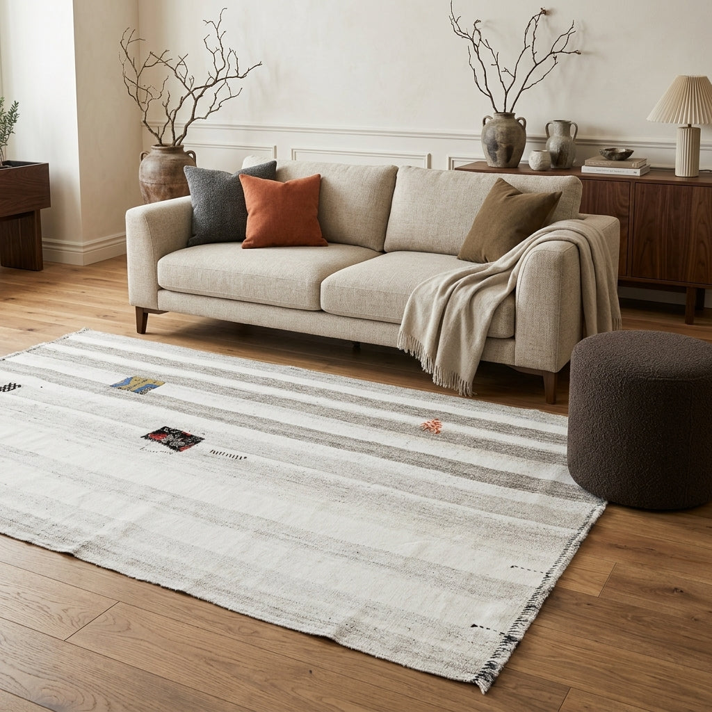 Pattern on the Bestepare vintage kilim rug – handwoven flatweave in Anatolia, Turkey