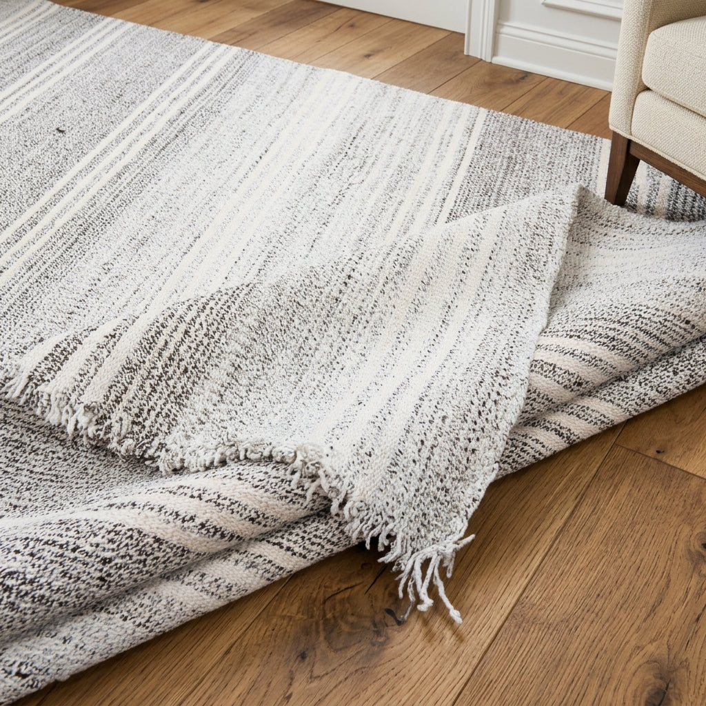 Striped pattern on the Eleuthedike vintage kilim rug – handwoven flatweave in Anatolia, Turkey