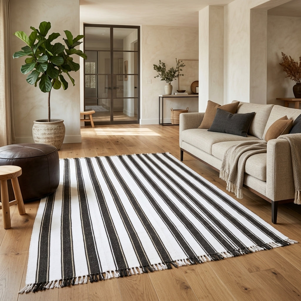 Striped pattern on the Elasad vintage kilim rug – handwoven flatweave in Anatolia, Turkey