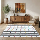 Striped pattern on the Aygulnur vintage kilim rug – handwoven flatweave in Anatolia, Turkey