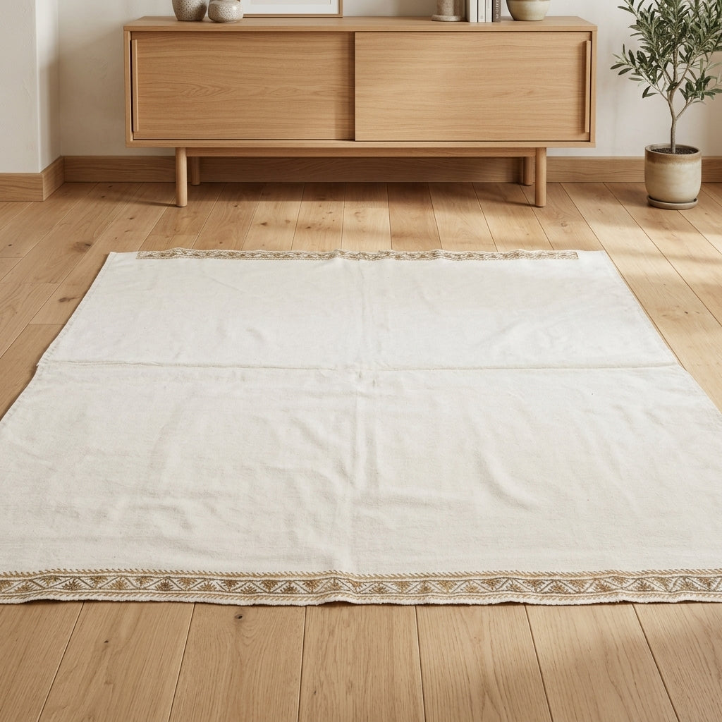 Solid pattern on the Astrarhoe vintage kilim rug – handwoven flatweave in Anatolia, Turkey