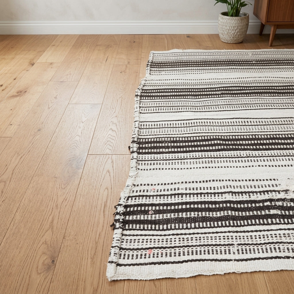 Striped pattern on the Argyrophora vintage kilim rug – handwoven flatweave in Anatolia, Turkey