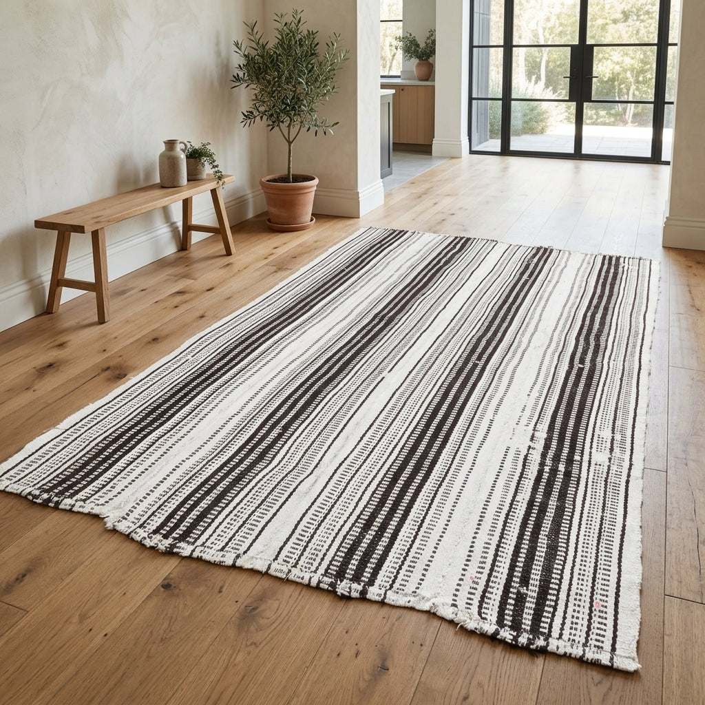 Striped pattern on the Argyrophora vintage kilim rug – handwoven flatweave in Anatolia, Turkey