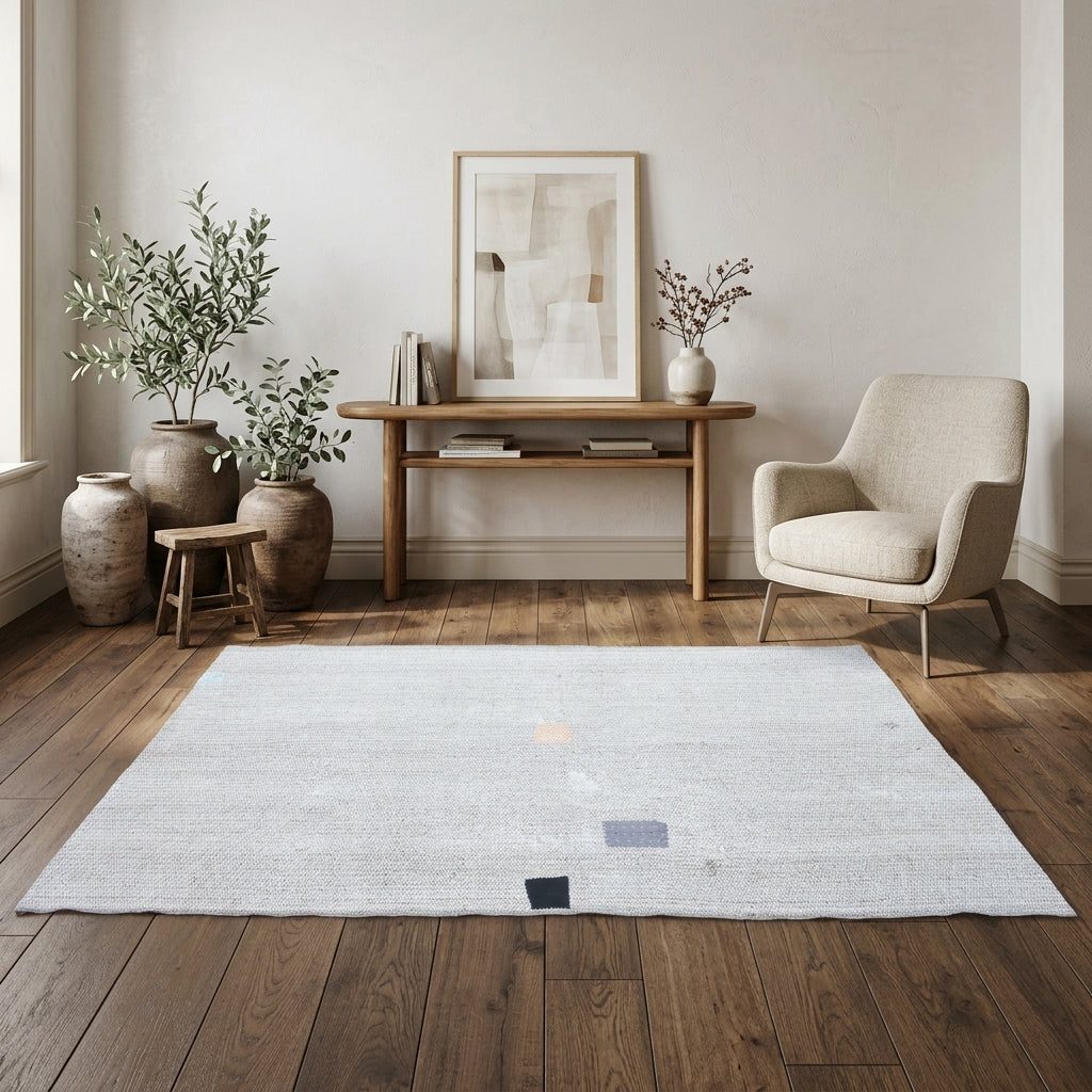 Solid pattern on the Argyromeda vintage kilim rug – handwoven flatweave in Anatolia, Turkey