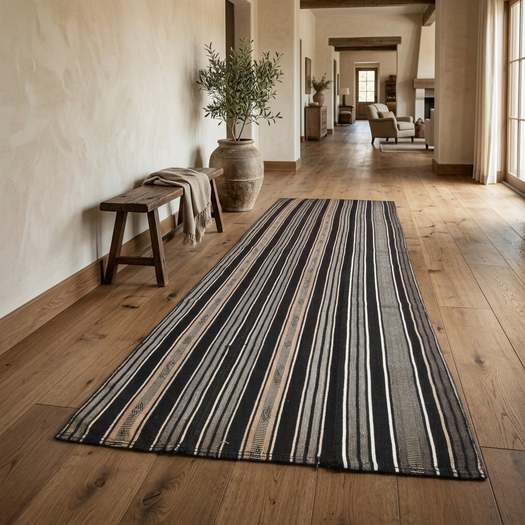 Pattern on the Nevban vintage kilim runner rug – handwoven flatweave in Anatolia, Turkey