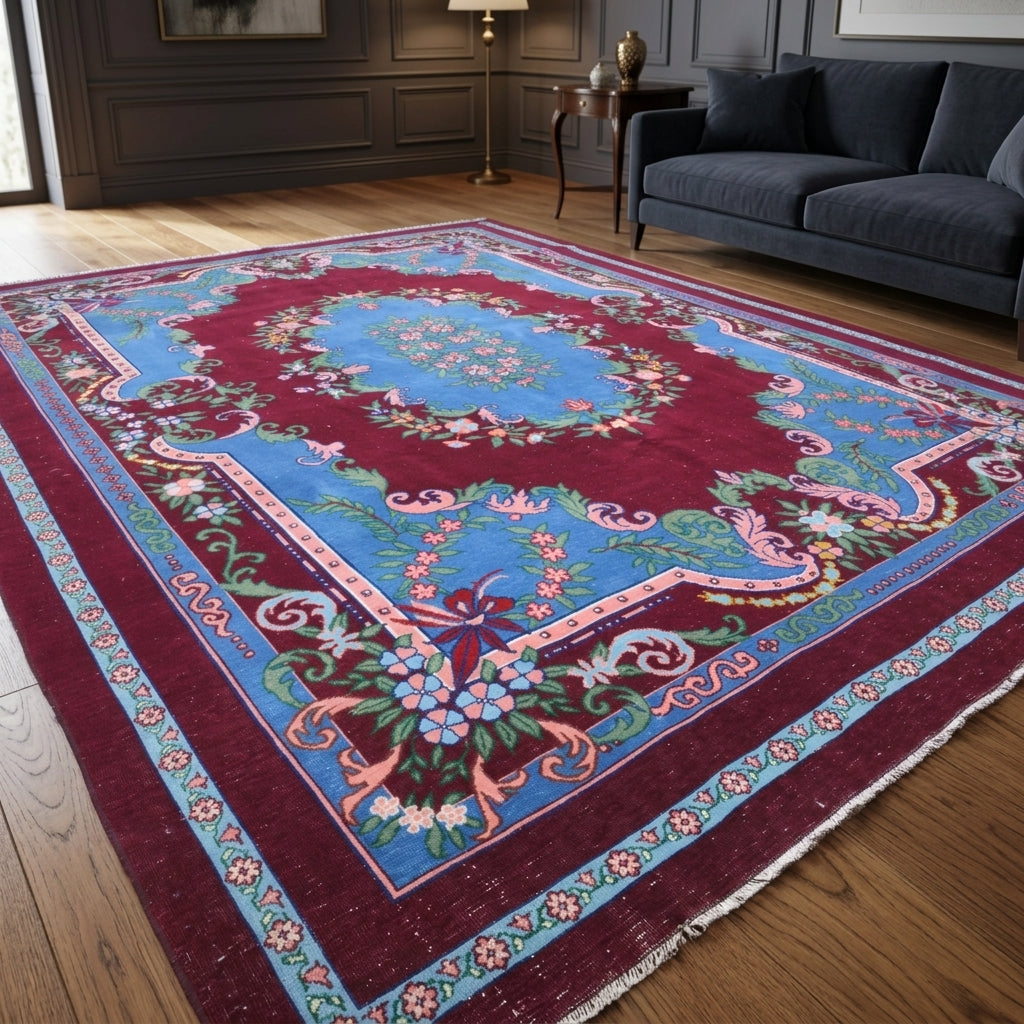 Oriental pattern on the Polizoe vintage area rug – handmade in Anatolia, Turkey