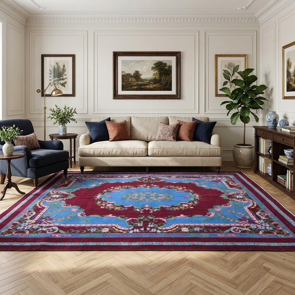 Oriental pattern on the Polizoe vintage area rug – handmade in Anatolia, Turkey