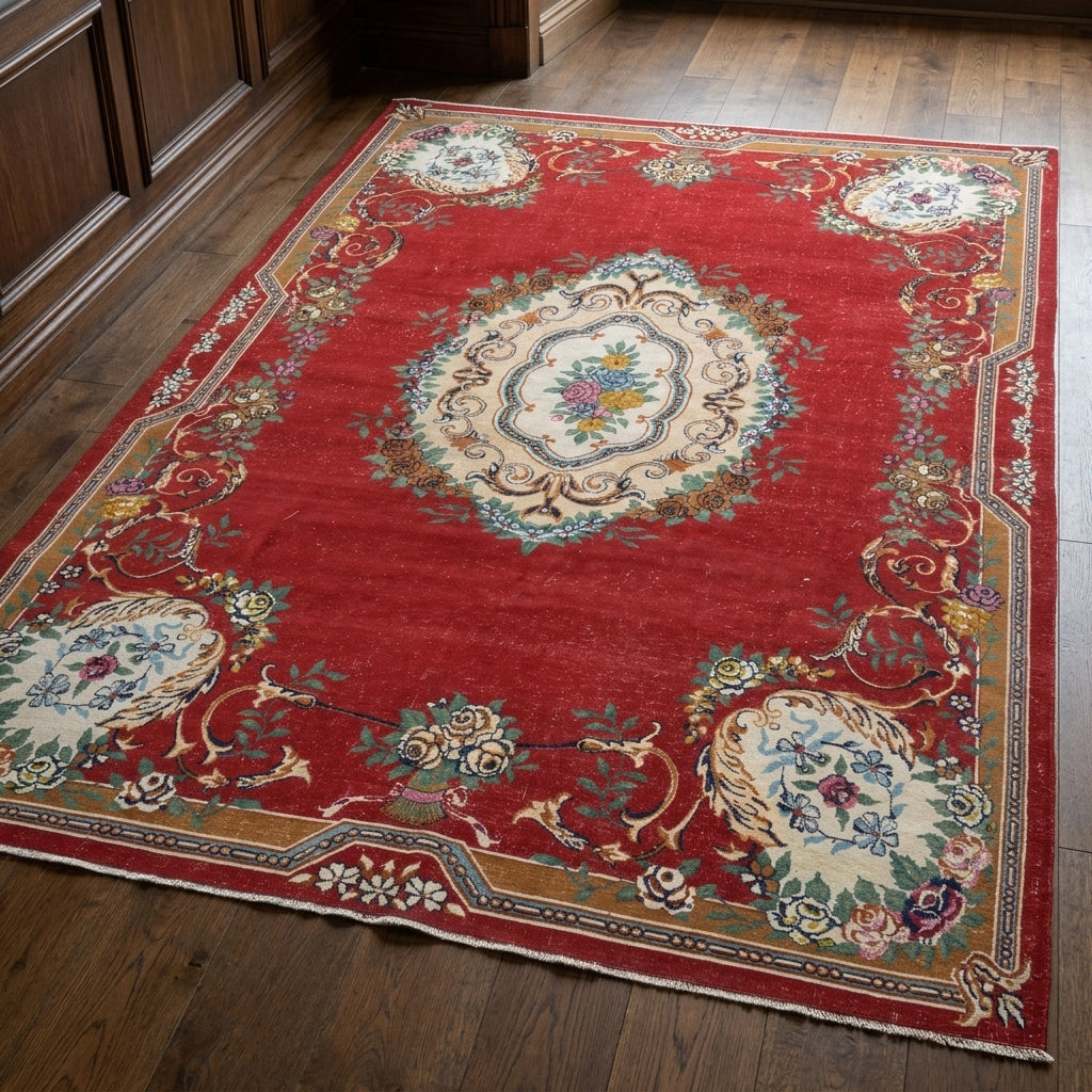 Oriental pattern on the Philolyra vintage area rug – handmade in Anatolia, Turkey