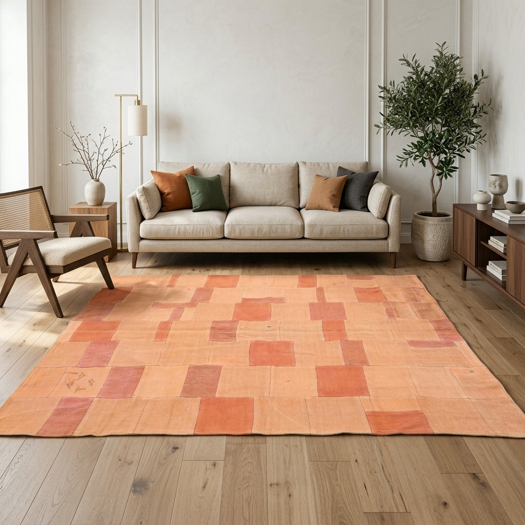 Solid pattern on the Safayar vintage kilim rug – handwoven flatweave in Anatolia, Turkey