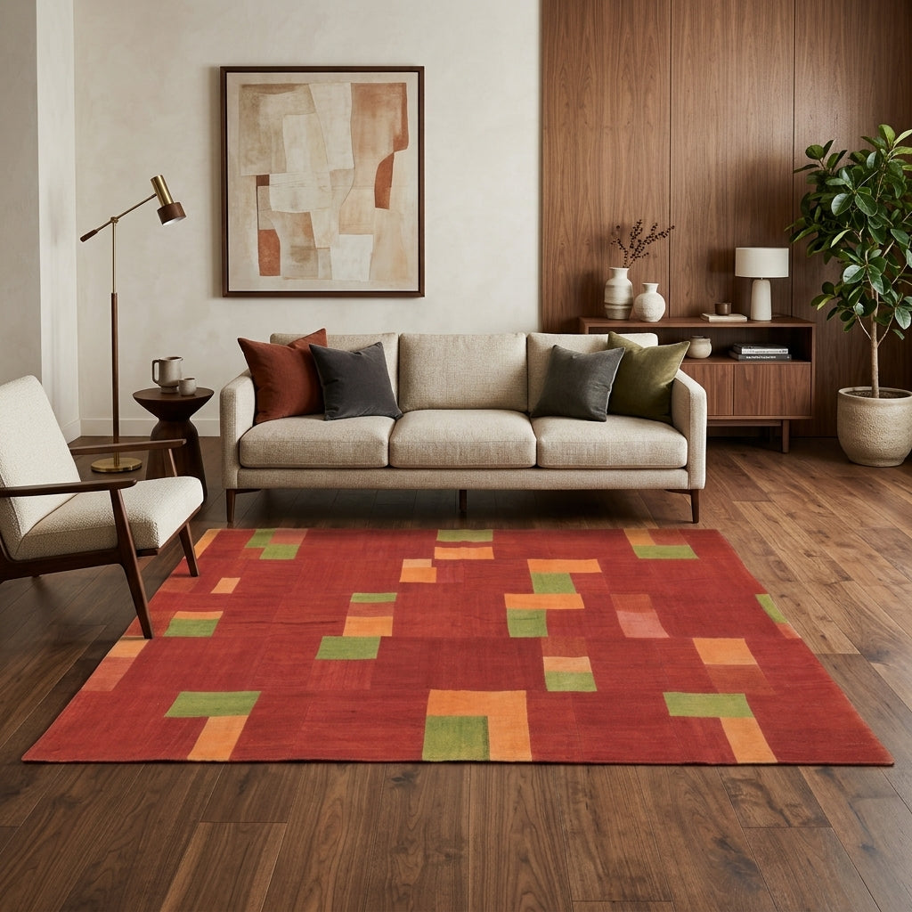 Solid pattern on the Smaragdokome vintage patchwork area rug – handmade in Anatolia, Turkey