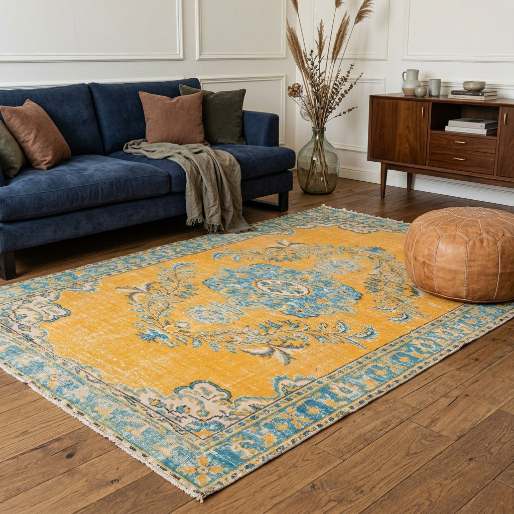 Oriental pattern on the Safakgun vintage area rug – handmade in Anatolia, Turkey