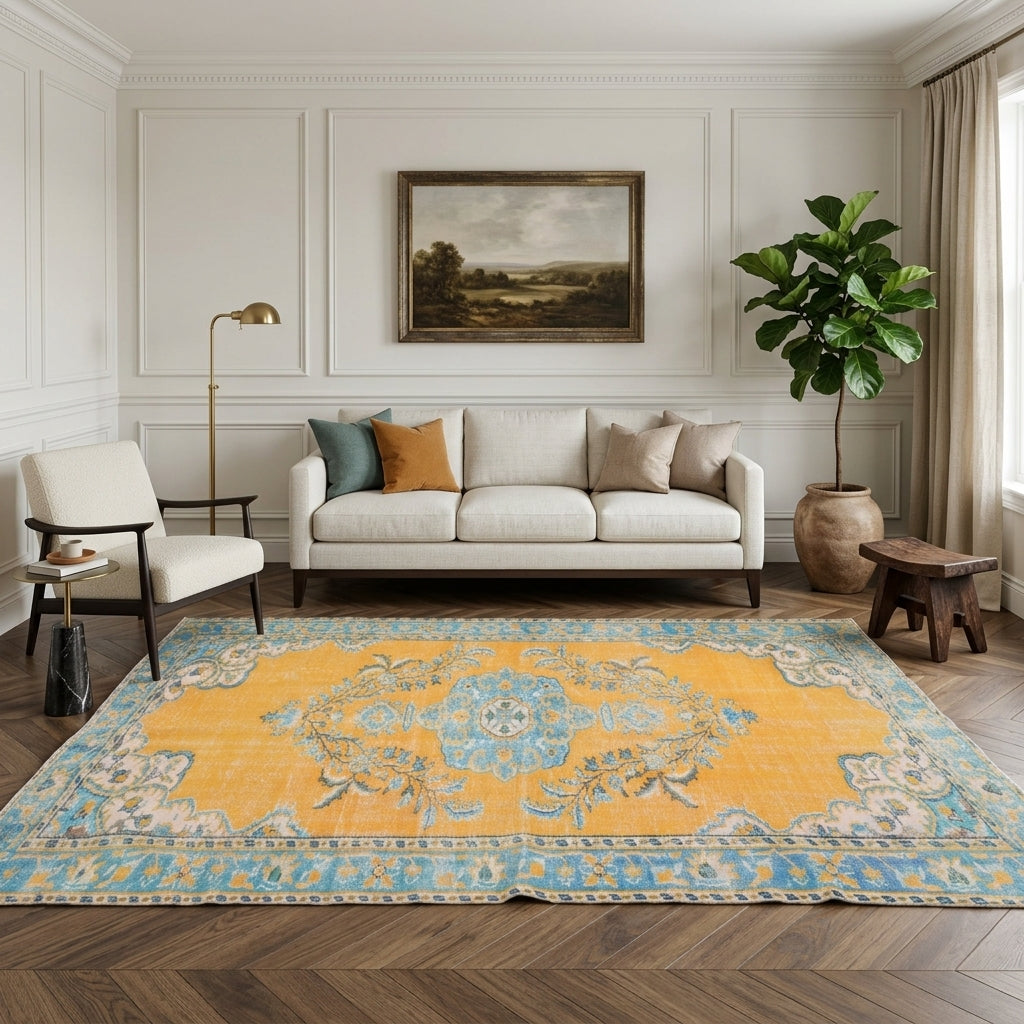 Oriental pattern on the Safakgun vintage area rug – handmade in Anatolia, Turkey