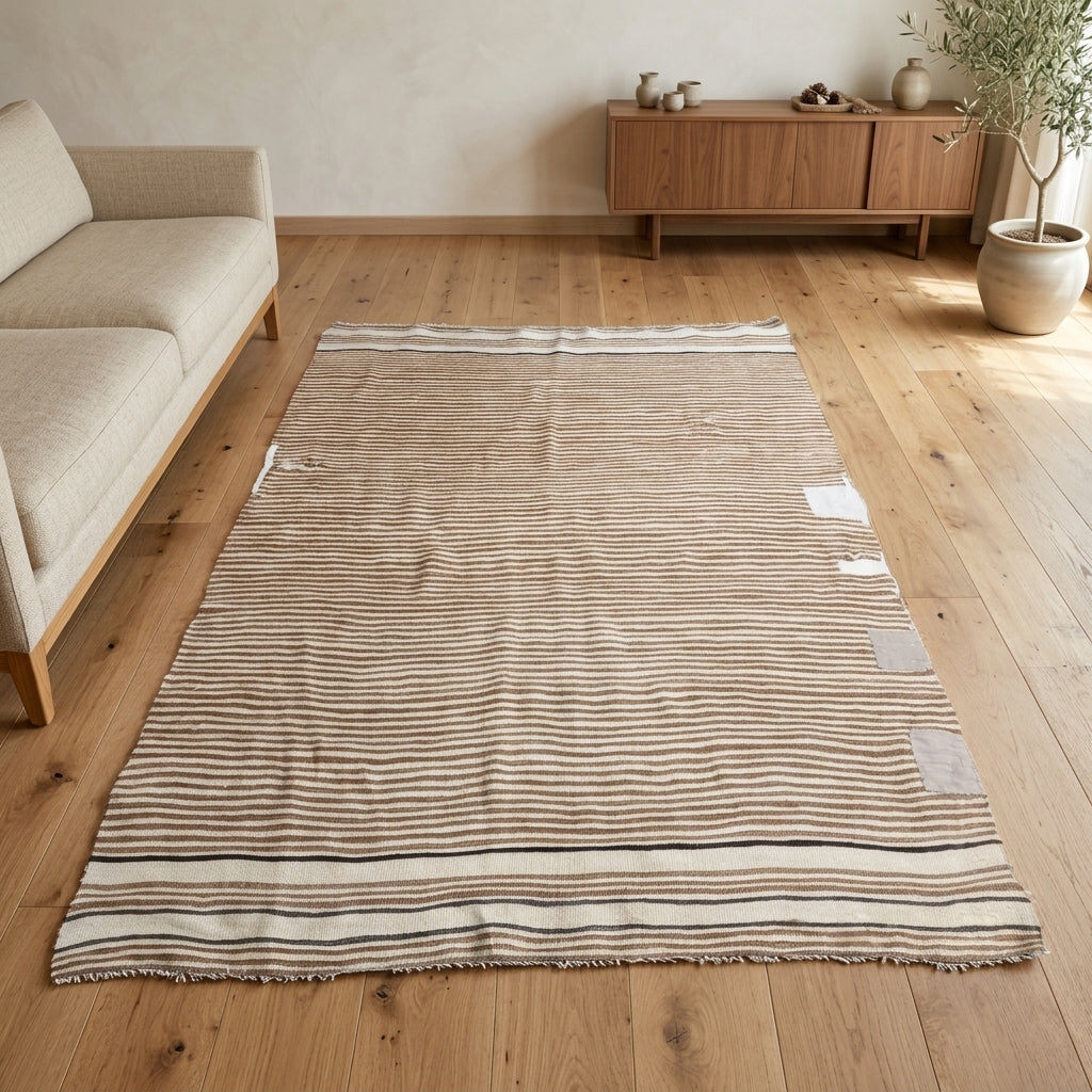Striped pattern on the Aglaocharis vintage kilim rug – handwoven flatweave in Anatolia, Turkey