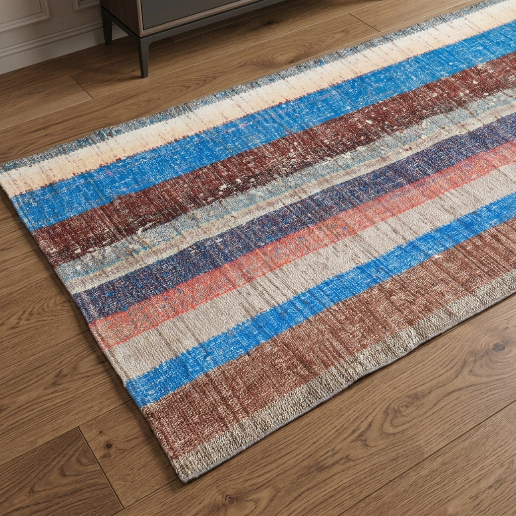 Striped pattern on the Nakssultan vintage kilim runner rug – handwoven flatweave in Anatolia, Turkey