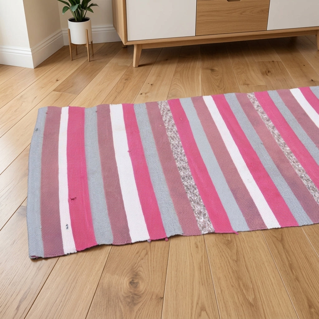 Striped pattern on the Miraynaz vintage kilim runner rug – handwoven flatweave in Anatolia, Turkey