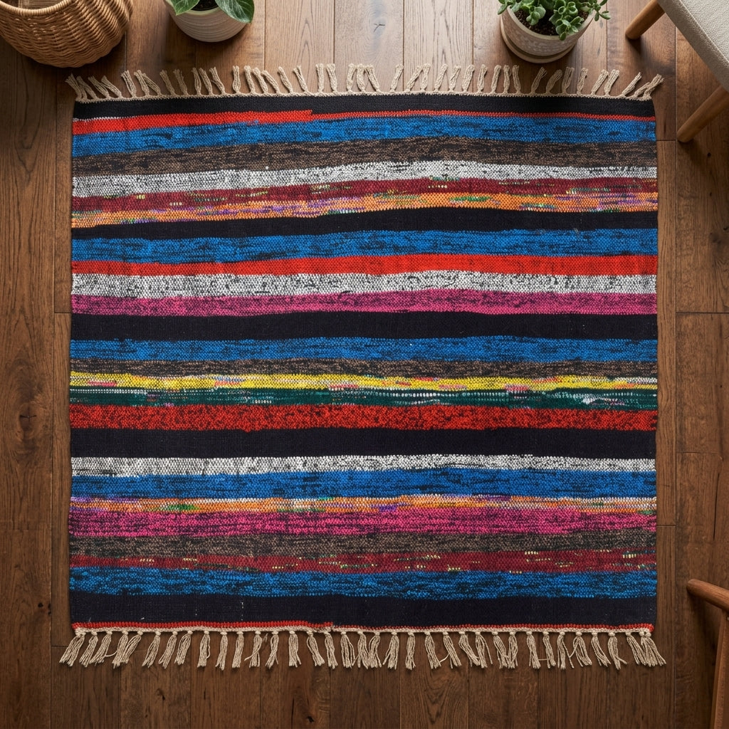 Striped pattern on the Lysisthene vintage kilim runner rug – handwoven flatweave in Anatolia, Turkey