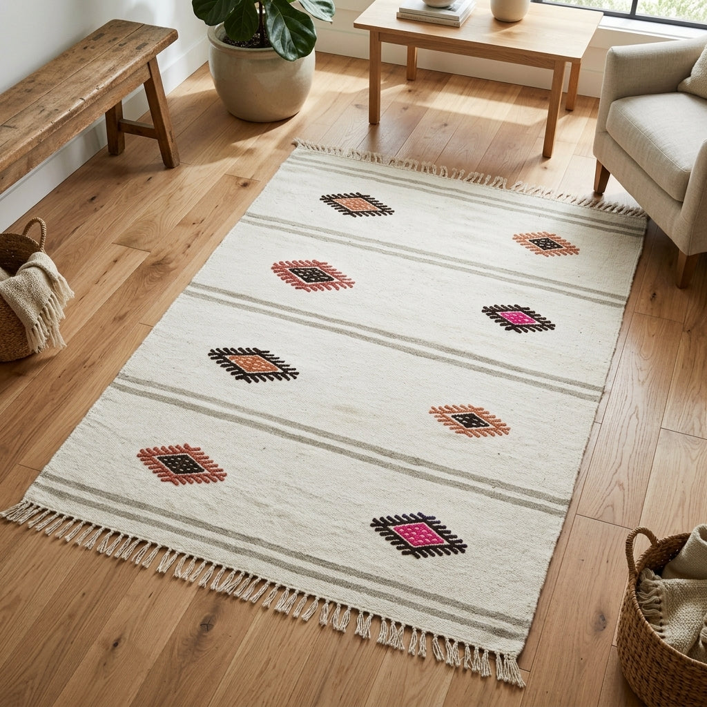 Striped pattern on the Lysipetra vintage kilim runner rug – handwoven flatweave in Anatolia, Turkey
